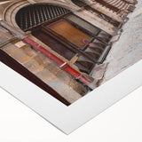 Art deco poster of Lyon scenery in muted earth tones on rolled canvas, suitable for dining room wall.