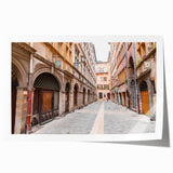 Extra large rolled print of Lyon, France with vibrant floral elements, ideal for dining room ambiance.