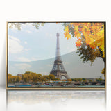 Acrylic print of Paris scenery with gold frame, featuring art deco style, ideal for modern art wall decor.
