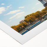 Art deco poster featuring Paris scenery in soft pastel hues on rolled canvas, suitable for dining room decor.