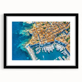 Extra large wall art featuring a textured abstract print of a vibrant Provence scenery on a black framed canvas.