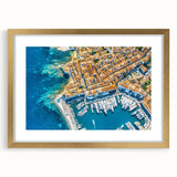 Abstract art print of a Provence landscape in muted earth tones on a framed canvas, suitable for dining room decor.