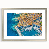 Extra large framed wall art depicting an abstract textured scenery of Provence, France, in muted earth tones.