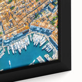 Extra large framed canvas featuring a textured depiction of a Provencal landscape in vibrant colors.