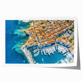 Rolled print of a Provence landscape with lavender fields in muted purple and green, ideal for art wall dining room.