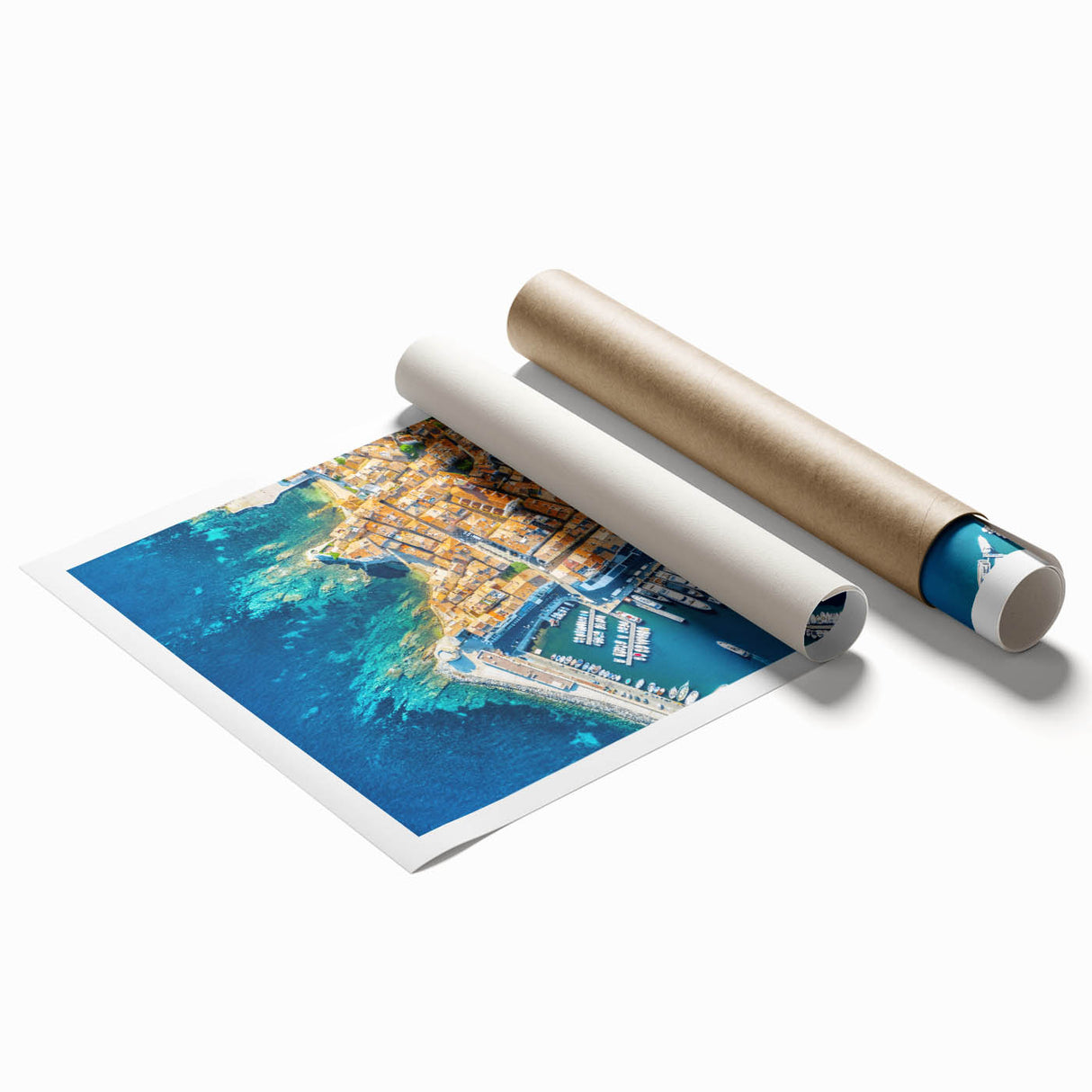Extra large rolled print of Provence scenery with vibrant floral elements, ideal for classy bathroom wall art.