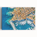 Black and white stretched canvas featuring a serene Provencal landscape, ideal for kitchen wall art or bedroom ambiance.