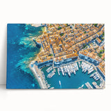 Black and white stretched canvas of a scenic Provence landscape, ideal for kitchen wall art.