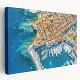 Provence landscape on stretched canvas, featuring lavender fields under a clear sky, ideal for kitchen wall art.