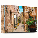 Acrylic print of a serene South France landscape in muted earth tones, ideal for dining room decor.
