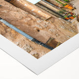 Art Deco poster of a South France scenery in muted earth tones on rolled canvas, suitable for dining room decor.