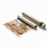 Extra large rolled print of a serene French countryside scene, featuring soft pastel floral elements.