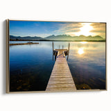 Framed canvas depicting a Bavarian landscape in muted earth tones, ideal for bedroom wall art.