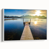 Extra large framed canvas of vintage poster art featuring a colorful Bavarian scenery, ideal for living room decor.