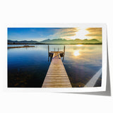 Rolled print of a Bavarian landscape featuring lush greenery and a distant castle, in muted earth tones.