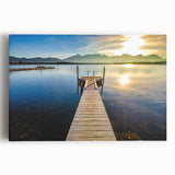 Black and white photograph of Bavarian landscape on stretched canvas, ideal for kitchen wall art.