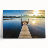Black and white stretched canvas of Bavarian scenery, ideal for kitchen wall art.