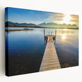 Scenic Bavarian landscape on stretched canvas, featuring lush greenery and a serene lake, ideal for kitchen wall art.