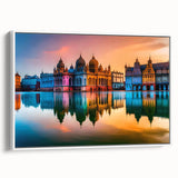 Framed canvas depicting a vintage-style landscape of Hungary in muted black and white tones, ideal for bedroom wall art.