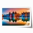 Roll print of a European scenery with floral elements in soft, muted colors, ideal for dining room wall art.