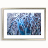 Extra large abstract art print of Icelandic scenery in muted earth tones on a framed canvas, ideal for living room decor.