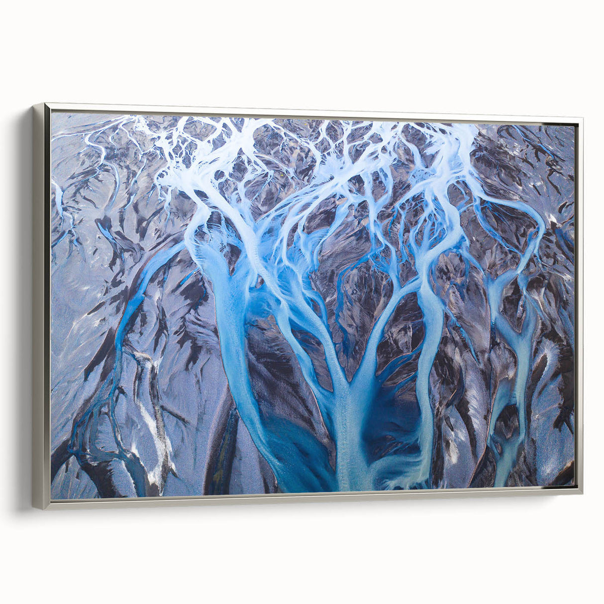 Framed canvas featuring a vintage-style Icelandic landscape with muted earth tones.