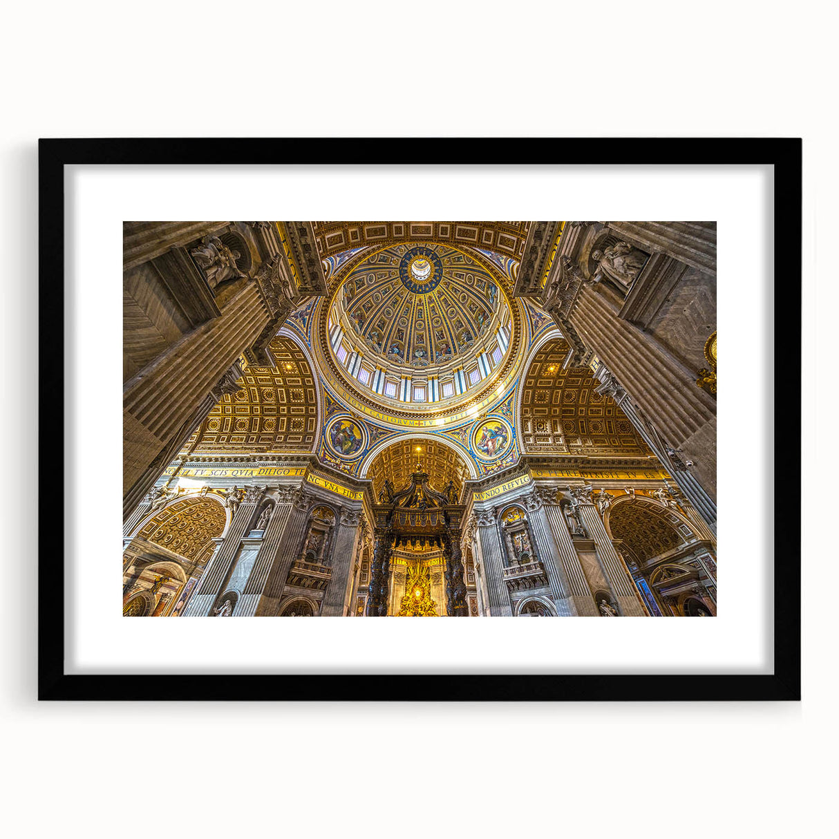 Abstract art print of a colorful Rome scenery in vibrant hues on a large, textured canvas, ideal for living room decor.