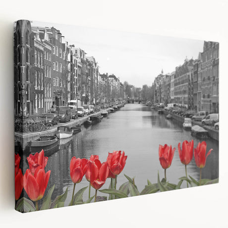 Venice canal scene in muted earth tones on a large stretched canvas, suitable for kitchen wall art.