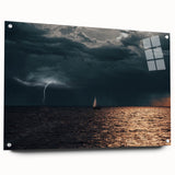 Large abstract wall art of a European scenery in Latvia on acrylic glass, with a mix of muted earth tones.