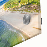 Mid-century modernist acrylic print of abstract European scenery in vibrant colors, ideal for dining room art.