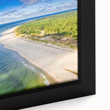 Black wall art featuring a textured, colorful European scenery on a framed canvas, ideal for living room decor.