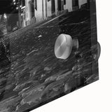 Large abstract wall art depicting a Barcelona scene in mid-century modernist style on acrylic glass.