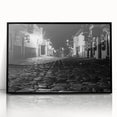 Large abstract wall art depicting a mid-century modernist scene of Barcelona in subdued earth tones on a framed acrylic…