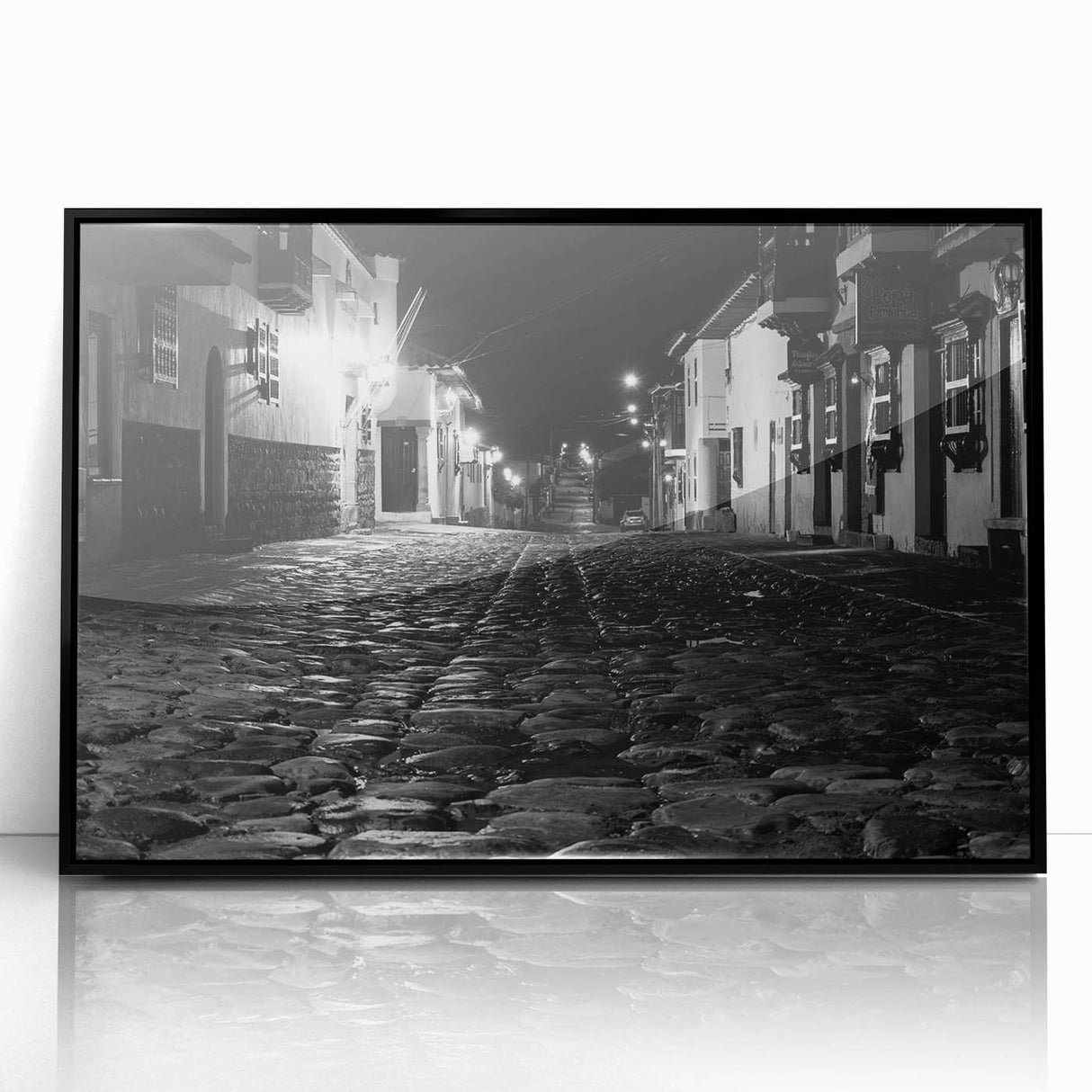 Large abstract wall art depicting a mid-century modernist scene of Barcelona in subdued earth tones on a framed acrylic…