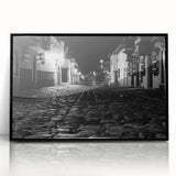 Large abstract wall art depicting a mid-century modernist scene of Barcelona in subdued earth tones on a framed acrylic…