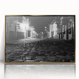 Acrylic print of Barcelona scenery in art deco style with gold frame, suited for modern art wall decor.