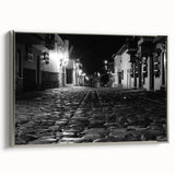 Landscape art painting of Barcelona with vibrant colors on a silver-framed canvas, ideal for living room decor.