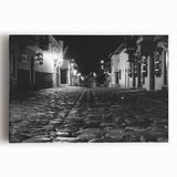 Black and white large art print of Barcelona scenery on stretched canvas, ideal for kitchen wall art or bedroom decor.