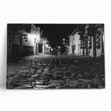 Black and white stretched canvas of Barcelona scenery, ideal for kitchen wall art.