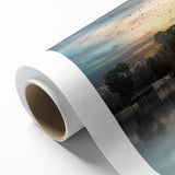 Art Deco poster of Madrid skyline in soft pastel shades on rolled canvas, ideal for nursery wall art.