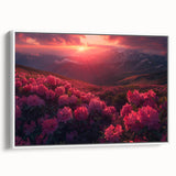 Vintage poster art of a scenic European landscape on framed canvas, featuring vibrant colors, ideal for living room decor.