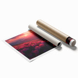 Extra large rolled print of a floral Ukrainian landscape in pastel shades.