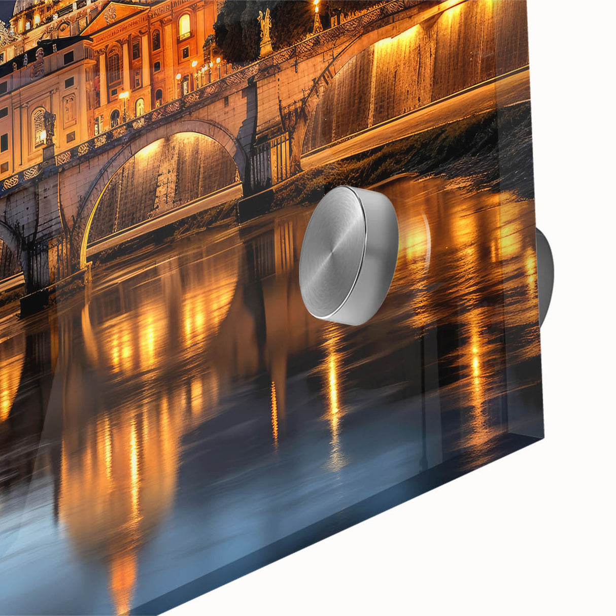 Large abstract wall art of the Vatican in muted earth tones on acrylic glass, suitable for dining room ambiance.