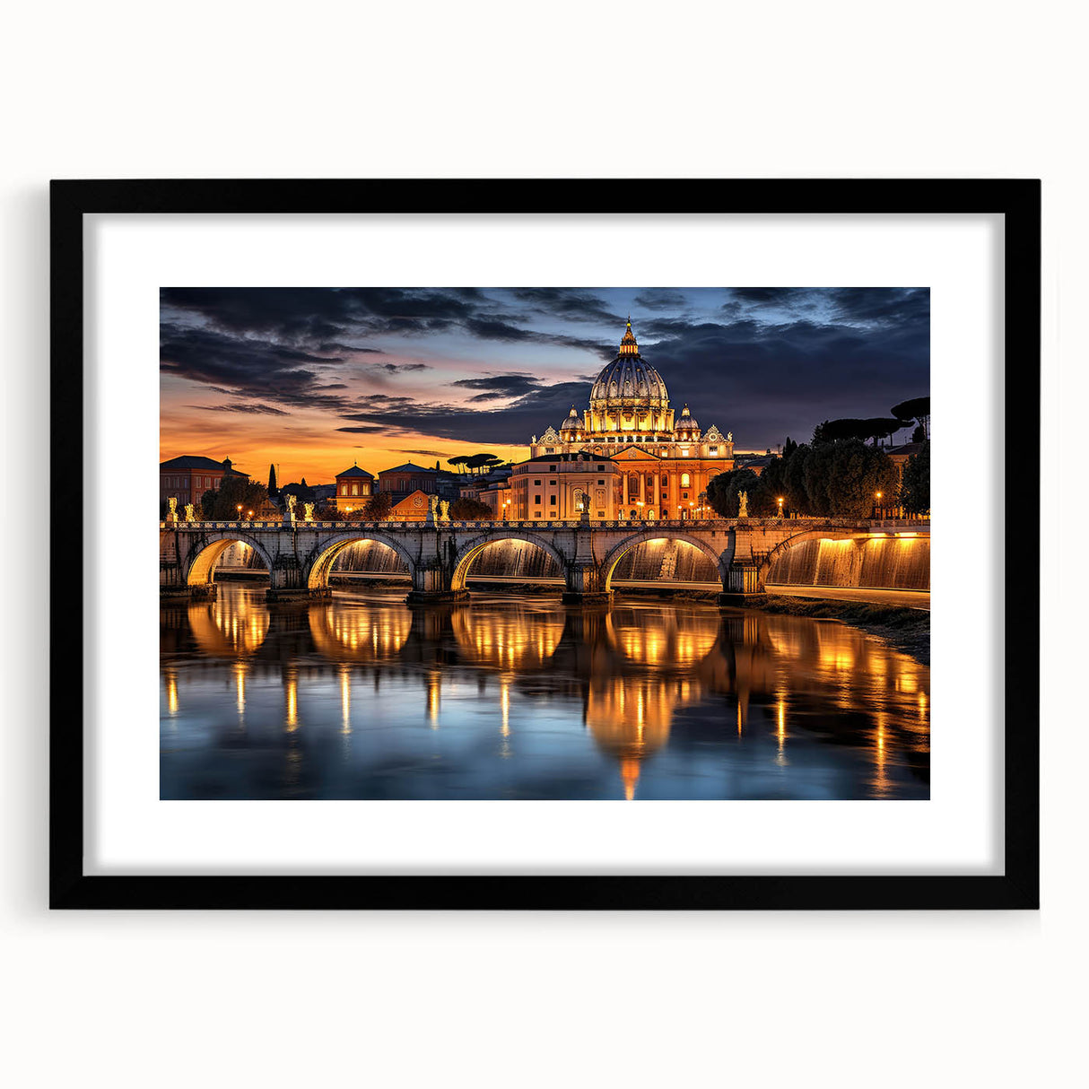 Abstract art print of the Vatican scenery in vibrant colors on a textured, extra-large framed canvas.