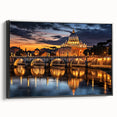 Black and white wall art depicting the Vatican landscape on a framed canvas, ideal for bedroom decor.