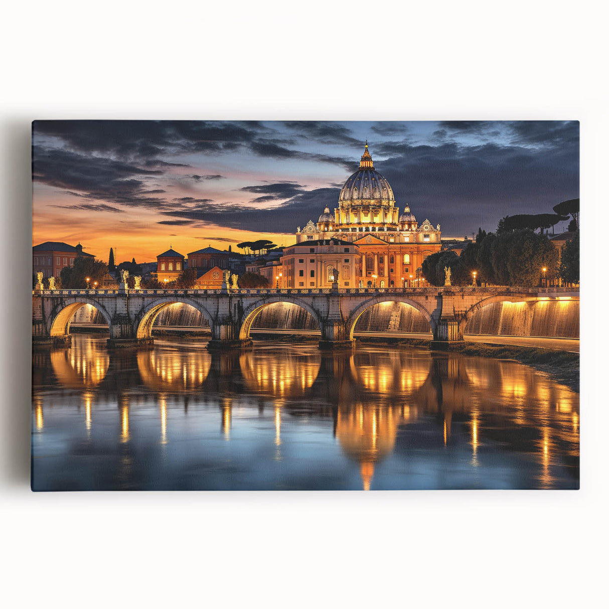 Black and white large art print of the Vatican on stretched canvas, suited for kitchen wall art.