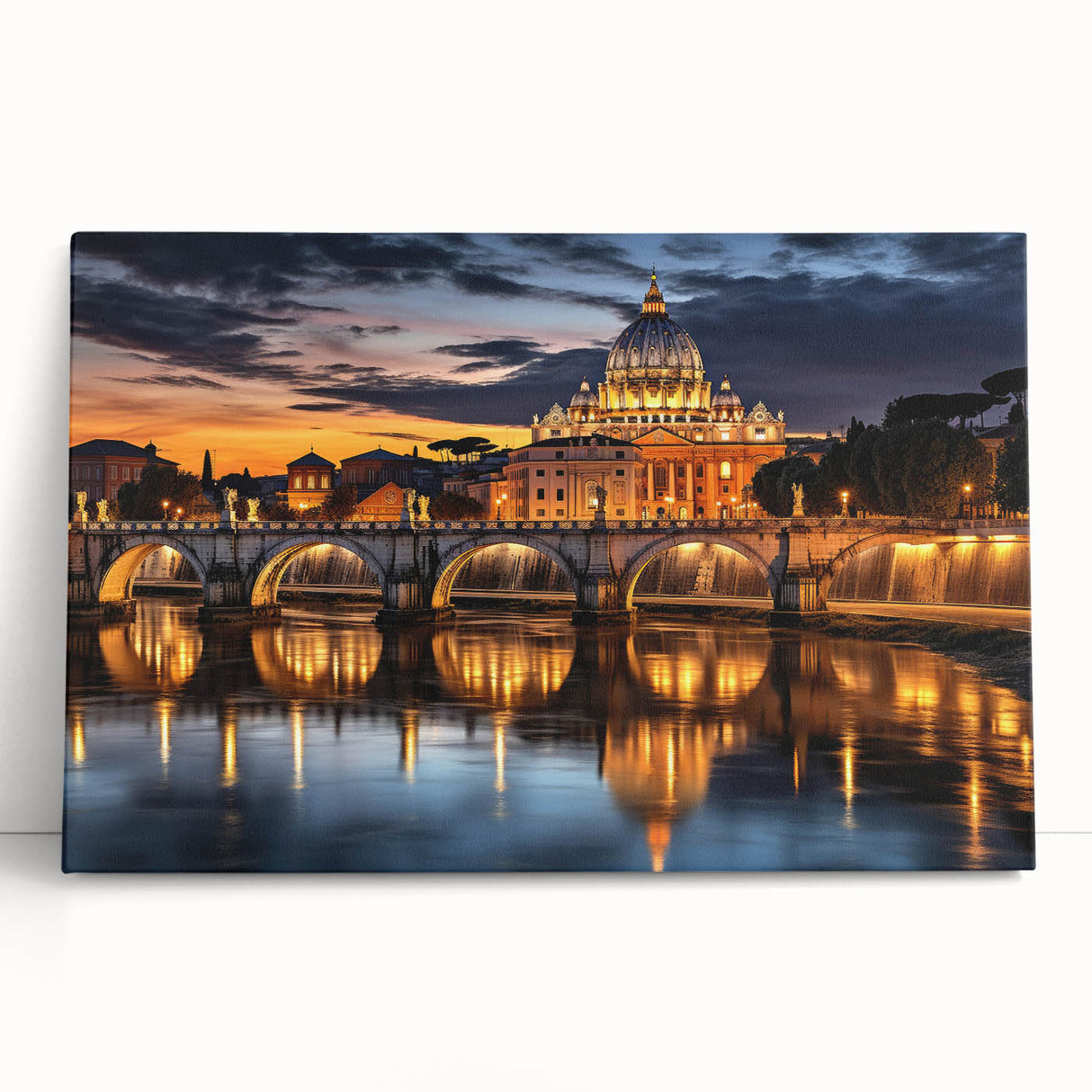 Black and white stretched canvas of the Vatican scenery, ideal for kitchen wall art or bedroom ambiance.