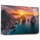 Acrylic print of a Baja California landscape in earth tones, ideal for dining room decor.