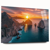 Large abstract wall art of Baja California scenery in muted earth tones on acrylic glass.