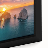 Extra large framed canvas featuring a textured black background with colorful abstract shapes, ideal for living room decor.